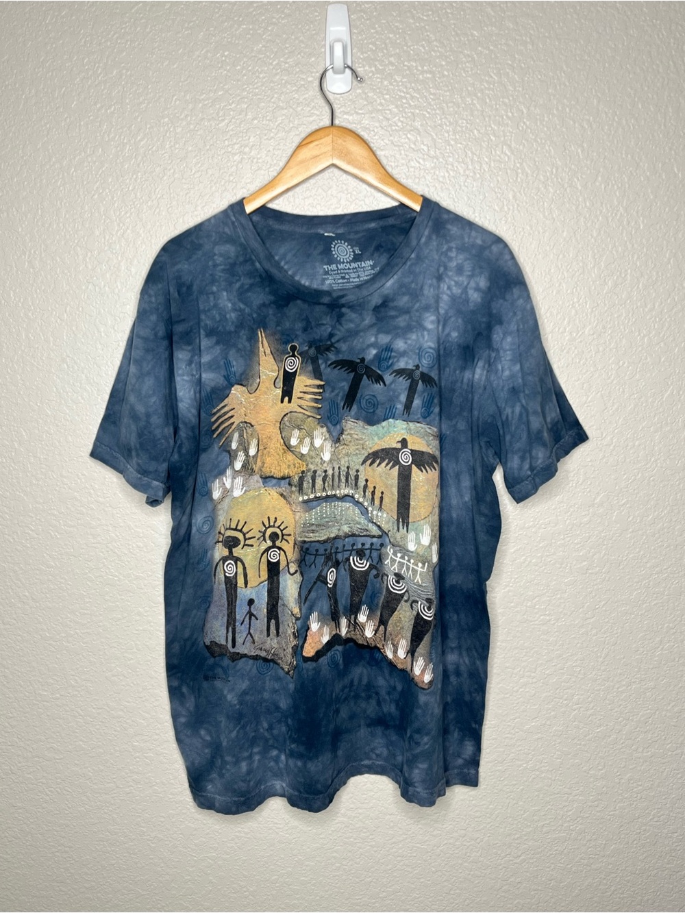 The Mountain Vintage 99’ Blue Tie Dye Graphic Tee Abstract Tribal Art T-Shirt XL